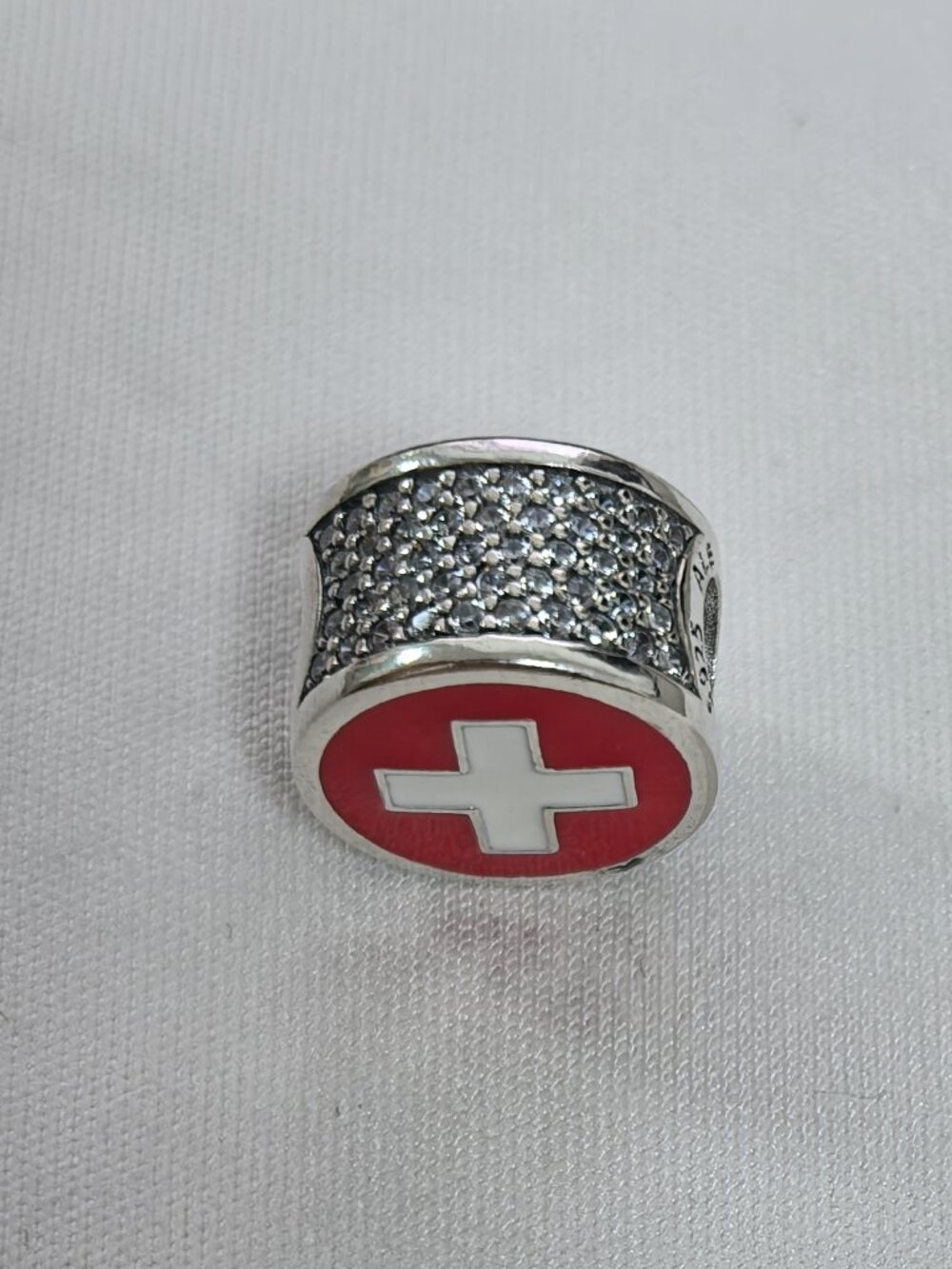 Pandora Switzerland Flag Bead Charm Pendant, S925 Silver Jewelry - Picture 3 of 4